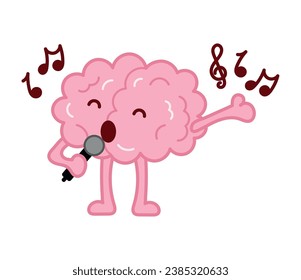 vector de canto del cerebro de dibujos animados aislado