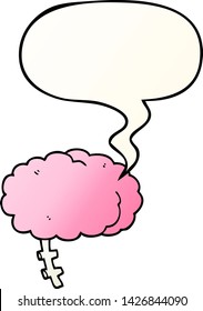 cartoon brain with speech bubble in smooth gradient style