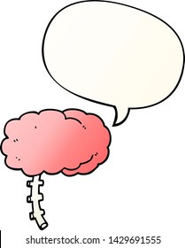 cartoon brain with speech bubble in smooth gradient style