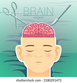 cartoon brain surgery vector illustration