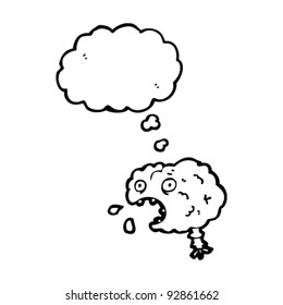 cartoon brain with thought bubble