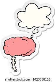 cartoon brain with thought bubble as a printed sticker