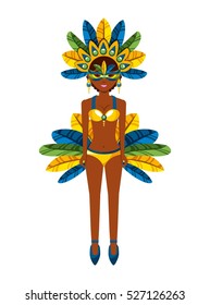 cartoon brazilian woman dancer icon over white background. brazil culture concept. colorful design. vector illustration