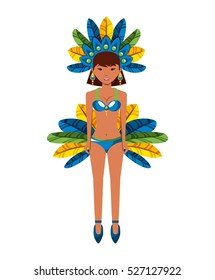 cartoon brazilian woman dancer icon over white background. brazil culture concept. colorful design. vector illustration