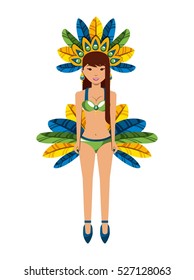 cartoon brazilian woman dancer icon over white background. brazil culture concept. colorful design. vector illustration