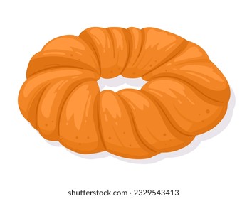 Cartoon bread. Bakery wheat wicker pastry, fresh homemade loaf of bread flat vector illustration