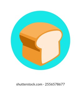 Cartoon of bread breakfast icon in white