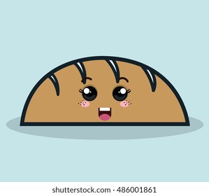 cartoon bread facial expression isolated icon design