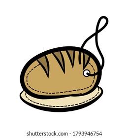 Cartoon Bread Hanging Label Icon Vector