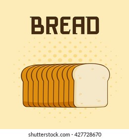 Cartoon Bread Loaf Poster Design With Text. Vector Illustration Background