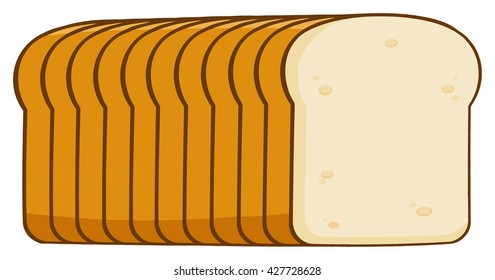 Cartoon Bread Loaf . Vector Illustration Isolated On White Background