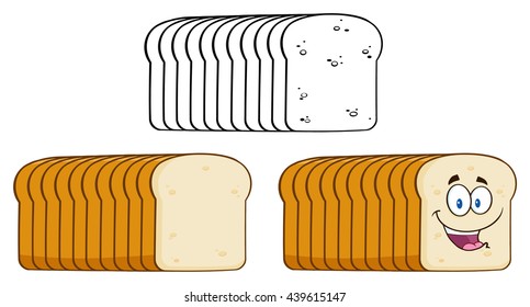 Cartoon Of Bread Loaf. Vector Illustration Isolated On White Background Collection Set