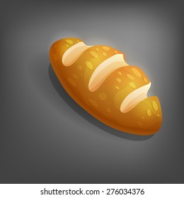 Cartoon bread loaf. Vector illustrations.