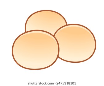 Cartoon bread rolls drawing. White wheat dinner rolls, simple vector illustration. 