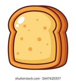 Cartoon bread slice plain toast illustration isolated on white background