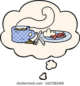 desayuno de dibujos animados con burbuja de ideas al estilo de un libro de historietas
