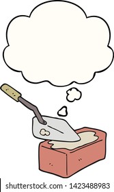 cartoon bricklaying with thought bubble
