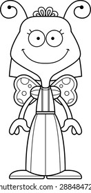 A cartoon bride butterfly smiling.