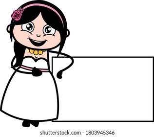 Cartoon Bride with Empty Banner