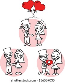Cartoon bride and groom
