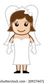 Cartoon Bride in Her Wedding Dress