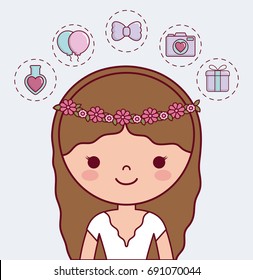 cartoon bride icon 