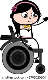 Cartoon Bride on Wheel Chair Character Design Illustration