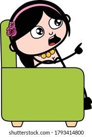 Cartoon Bride sitting on sofa Character Design Illustration