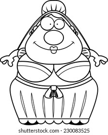 A cartoon bride smiling and happy.