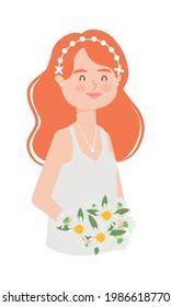 cartoon bride smiling on background