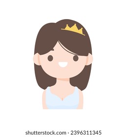 Cartoon bride wearing a white dress at the wedding ceremony