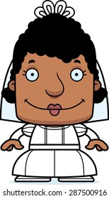 A cartoon bride woman smiling.