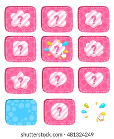 cartoon bright buttons with different shapes for game or web.

