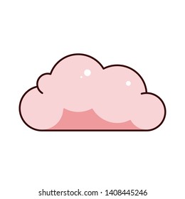 Cartoon bright coral cloud icon. Modern cloudy symbol for web. Weather sign 