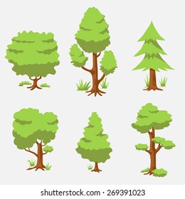 Tree Diagram Composition Set Isolated Botanical Stock Vector (Royalty ...