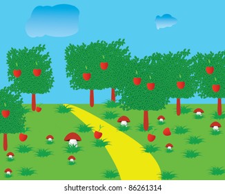 Cartoon bright landscape
