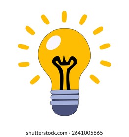 Cartoon Bright Light Bulb Simple Design Icon Digital Source 