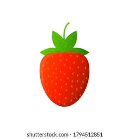 Cartoon bright natural strawberry isolated on white background. Vector illustration.