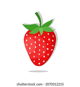 Cartoon bright natural strawberrys isolated on white. Vector illustration of fresh farm organic berry used for magazine, book, poster, menu cover, web pages.