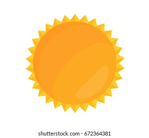 Cartoon bright sun vector illustration in flat style isolated on white background. Main element of solar system, source of energy