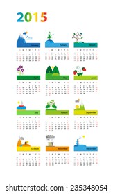 Cartoon bright vector calendar 2015