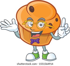 Cartoon brioche in the geek character shape.