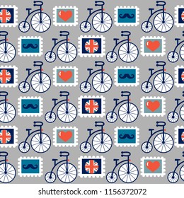  cartoon british patterns with bikes