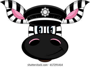 Cartoon British Zebra Police Officer