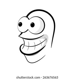 Cartoon broad smile. Vector illustration.