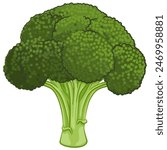 Cartoon broccoli floret. Healthy eating, vegetable concept.