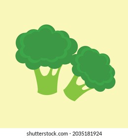 cartoon broccoli on yellow background