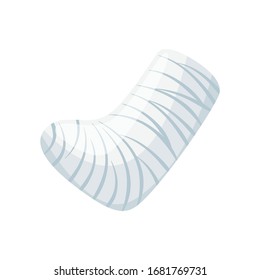 Cartoon brocken leg medical cast, vector illustration