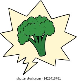 cartoon brocoli with speech bubble