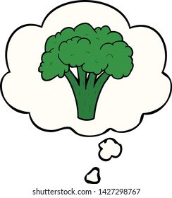 cartoon brocoli with thought bubble